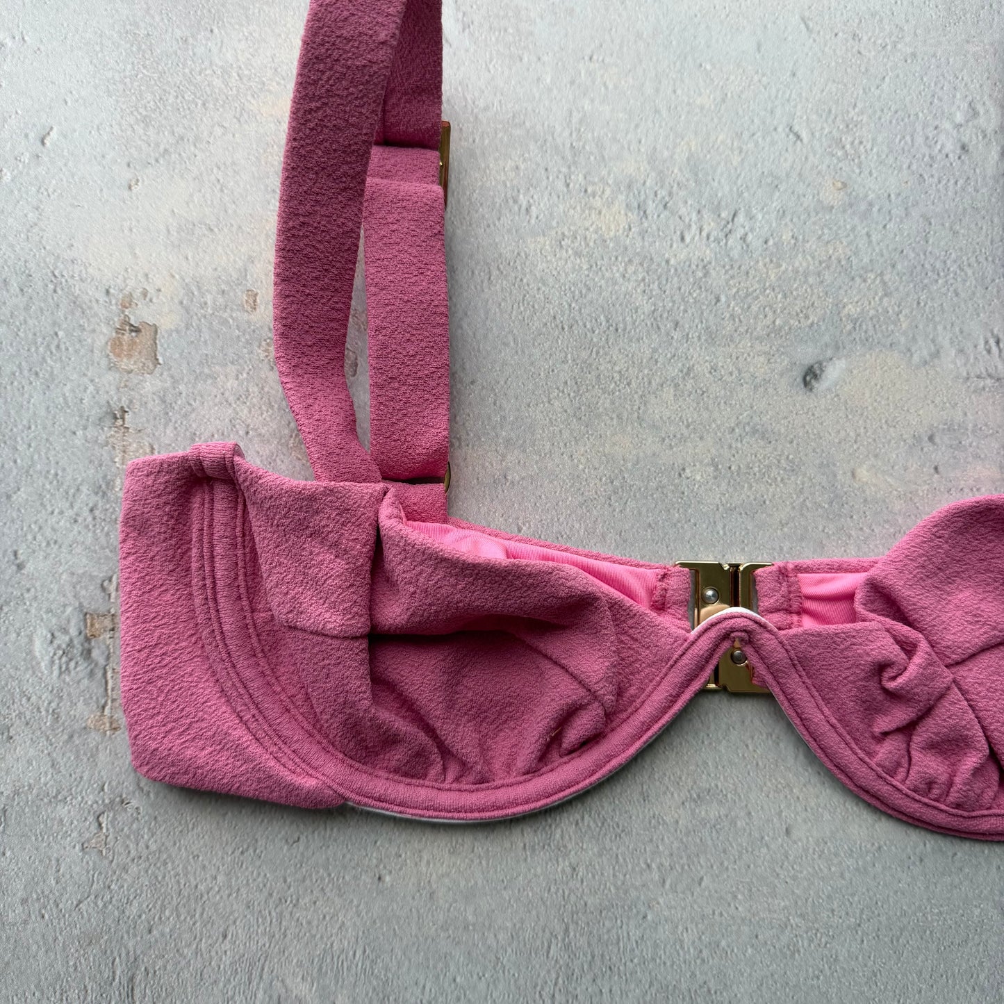 Pink Guava Seashore Textured Maya Bikini Top