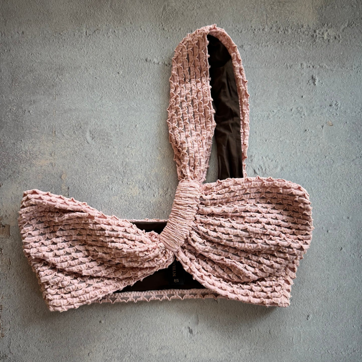 Pink Morganite Mermaid Weave Textured Greek Bikini Top
