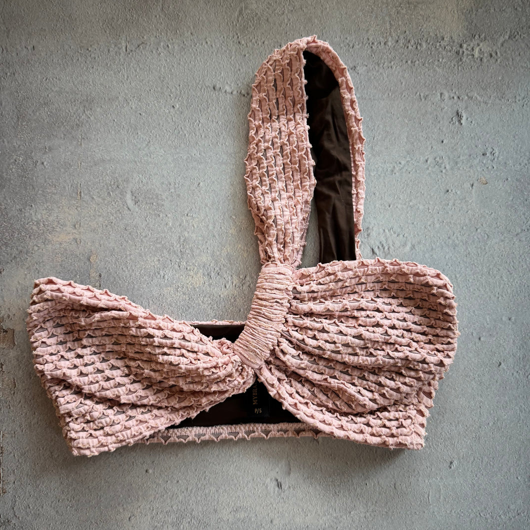 Pink Morganite Mermaid Weave Textured Greek Bikini Top