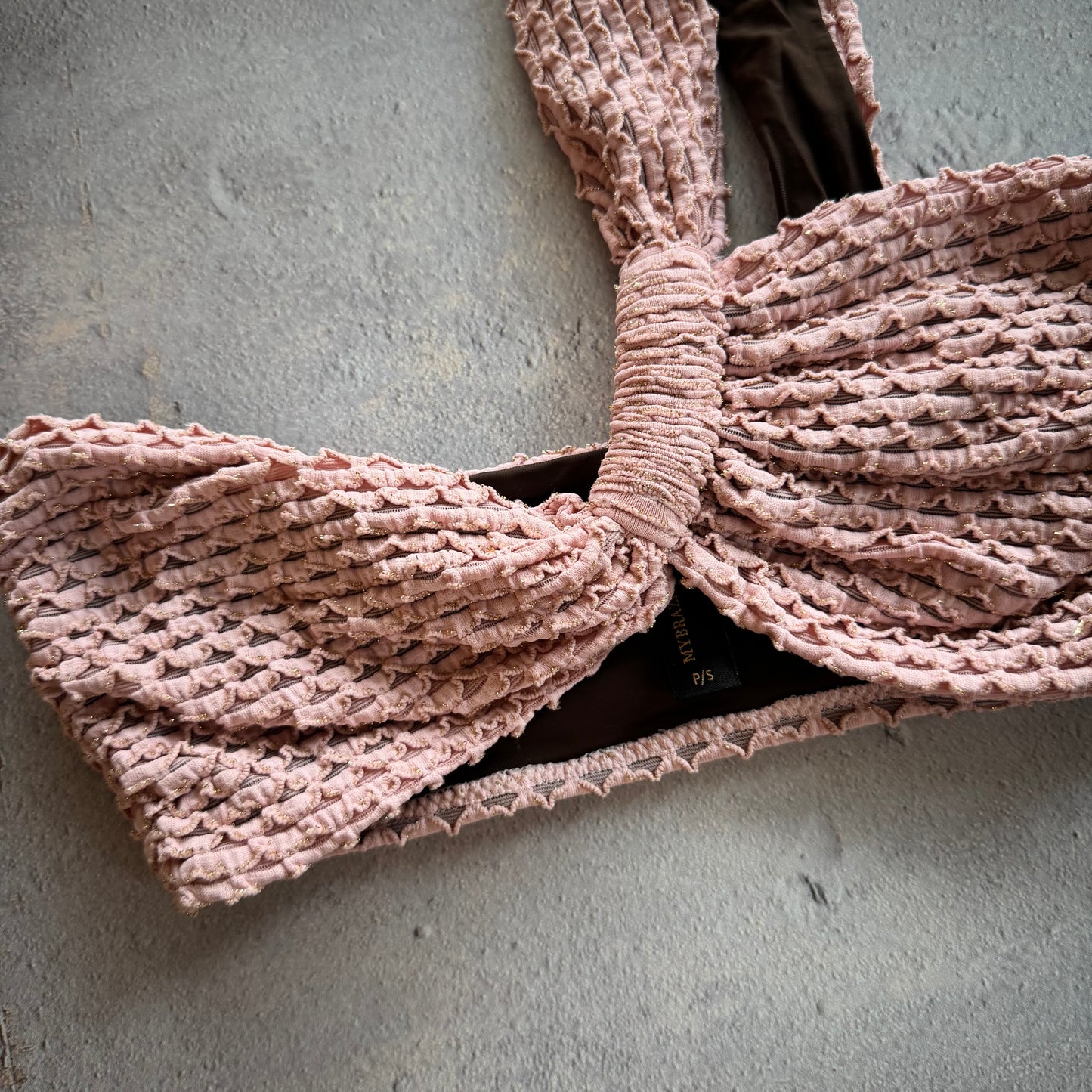 Pink Morganite Mermaid Weave Textured Greek Bikini Top