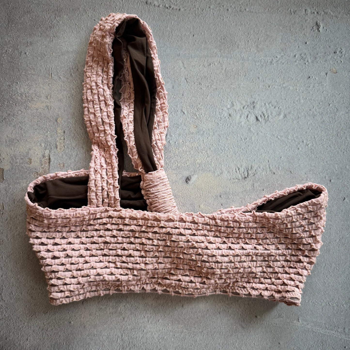 Pink Morganite Mermaid Weave Textured Greek Bikini Top