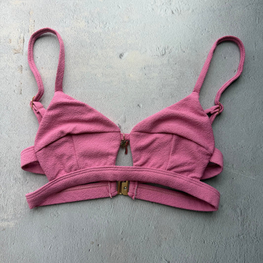 Pink Guava Seashore Textured Vera Bikini Top
