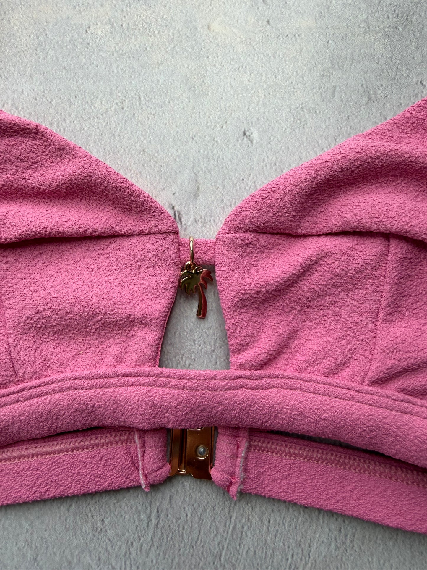 Pink Guava Seashore Textured Vera Bikini Top