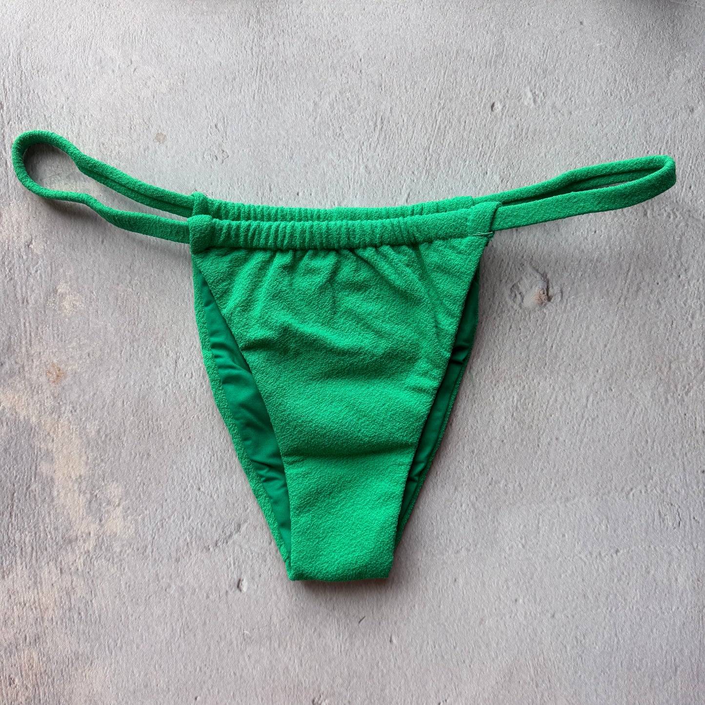 Palm Green Seashore Textured Minimalist Curtain Bikini Bottom