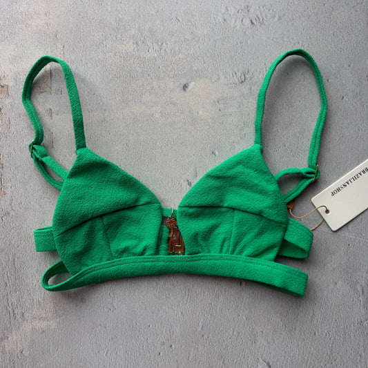 Palm Green Seashore Textured Vera Bikini Top