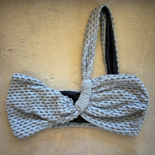 Blue Opalite Mermaid Weave Textured Greek Bikini Top