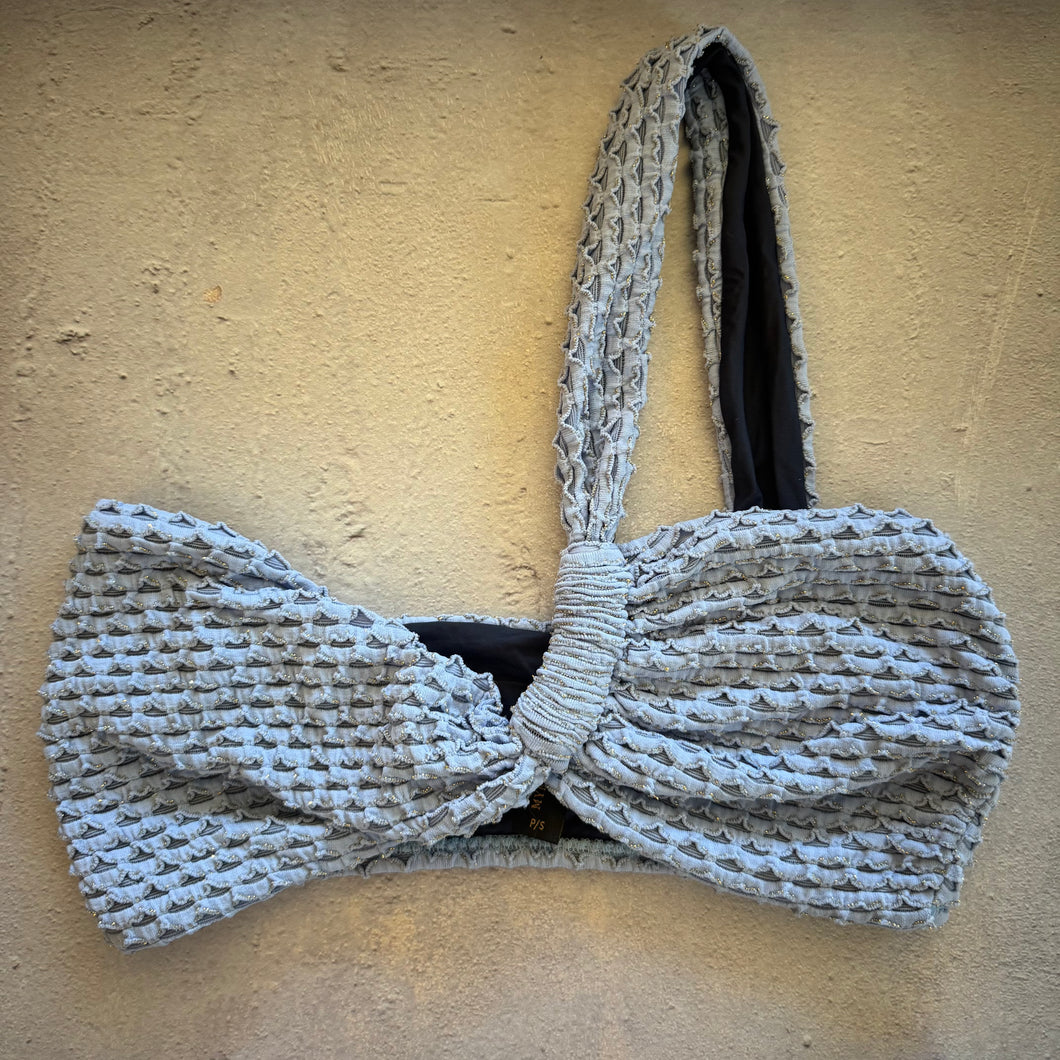 Blue Opalite Mermaid Weave Textured Greek Bikini Top