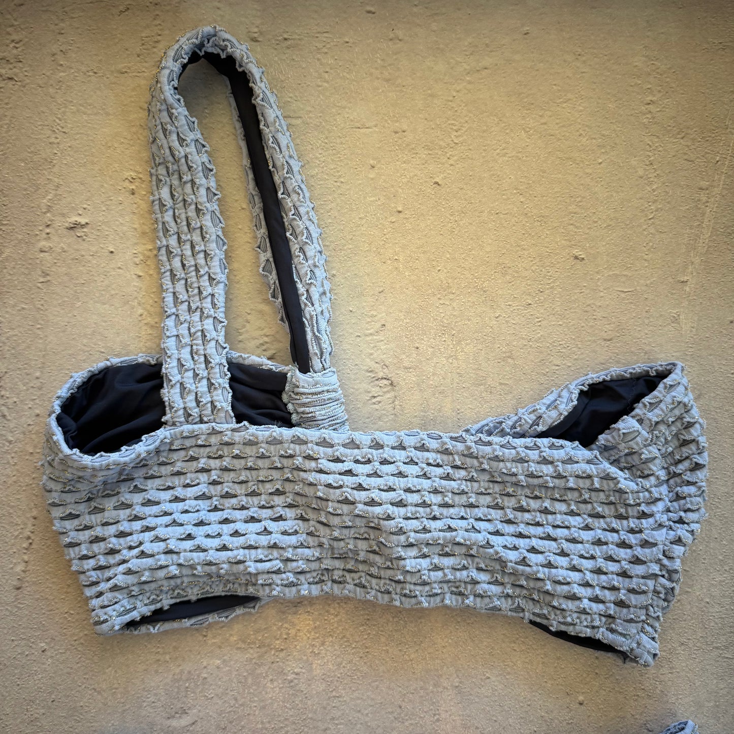 Blue Opalite Mermaid Weave Textured Greek Bikini Top