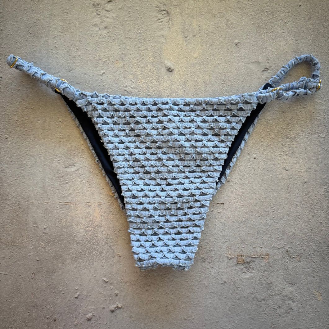 Blue Opalite Mermaid Weave Textured Tanga Bikini Bottom