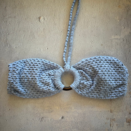 Blue Opalite Mermaid Weave Textured Strapless Bikini Top