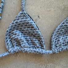 Load image into Gallery viewer, Baby Blue Mermaid Weave Textured Triangle Bikini Top
