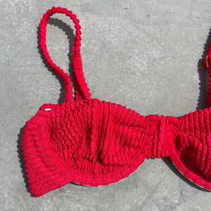 Mexican Chili Red Textured Antonella Bikini Top
