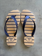 Load image into Gallery viewer, Nude and Blue Striped Star Flip Flops
