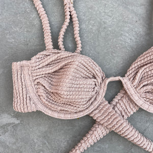 Sand Tropez Beige Textured Ayra Bikini Top