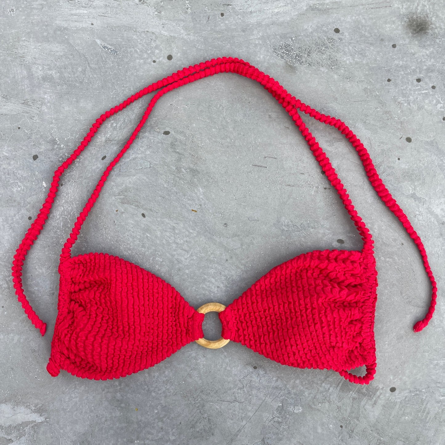 Mexican Chili Red Textured Kayla Bikini Top