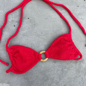 Mexican Chili Red Textured Kayla Bikini Top
