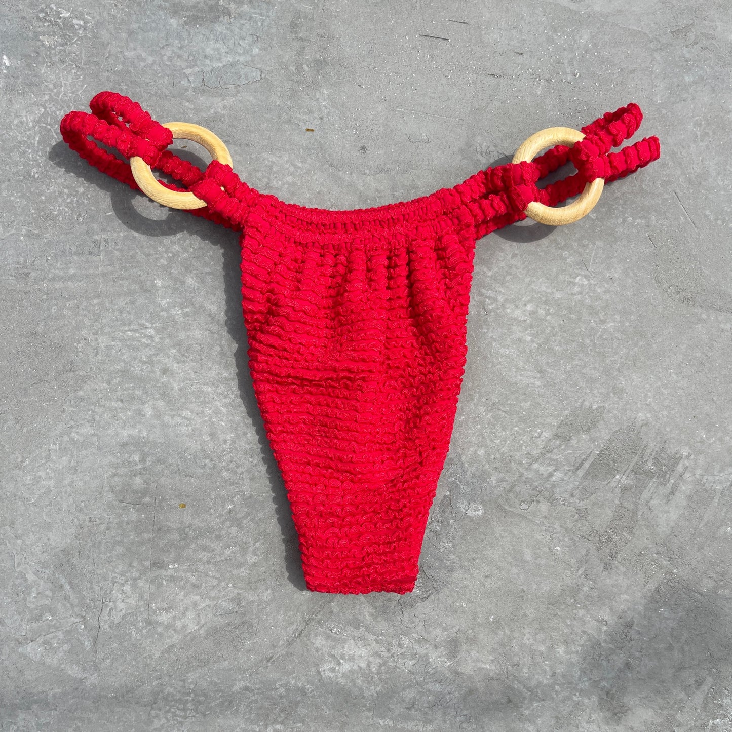 Mexican Chili Red Textured Kayla Bikini Bottom