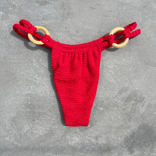 Mexican Chili Red Textured Kayla Bikini Bottom