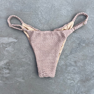 Sand Tropez Beige Textured Tanga Bikini Bottom