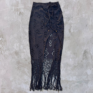 Pipa Black Macrame Skirt