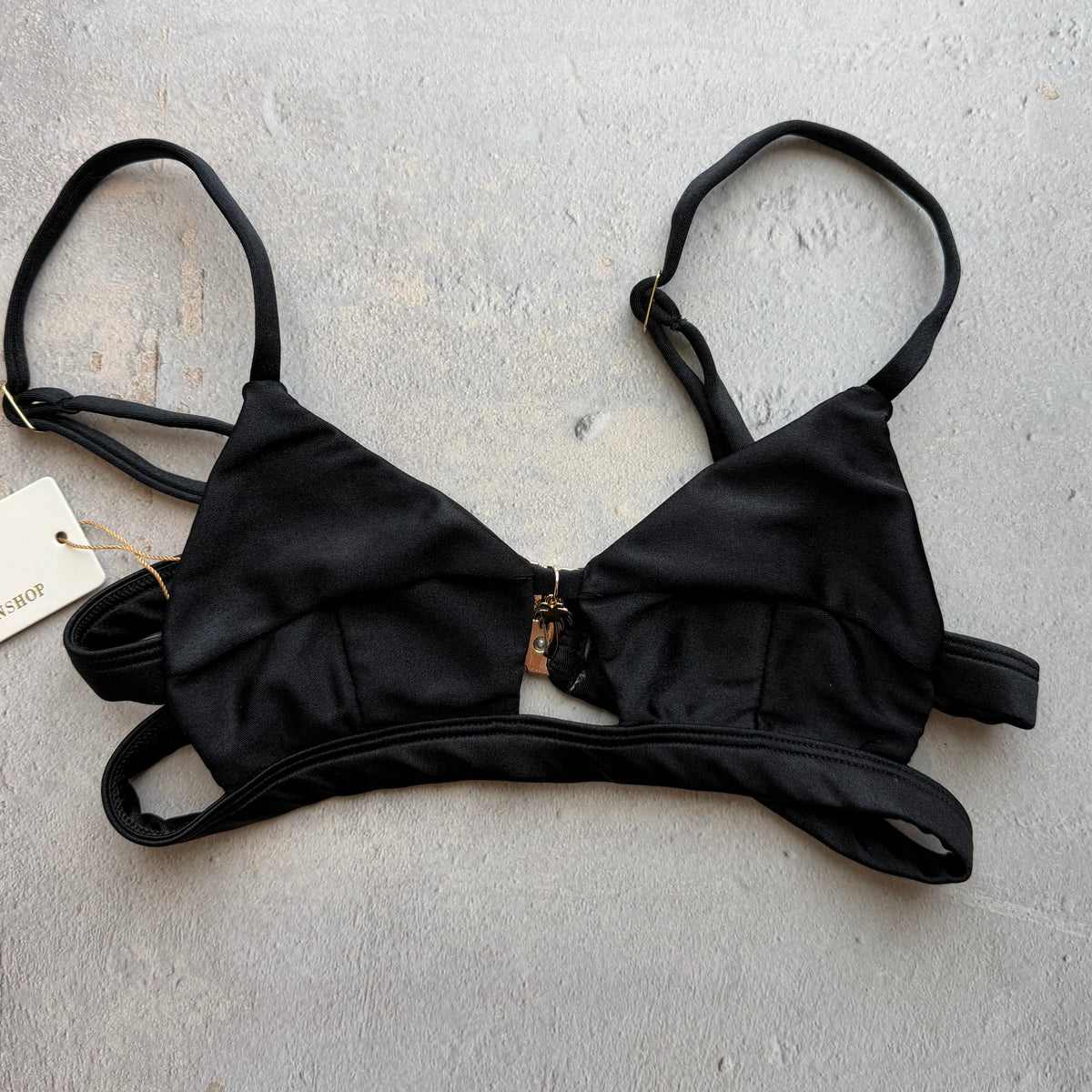 Glossy Black Vera Bikini Top