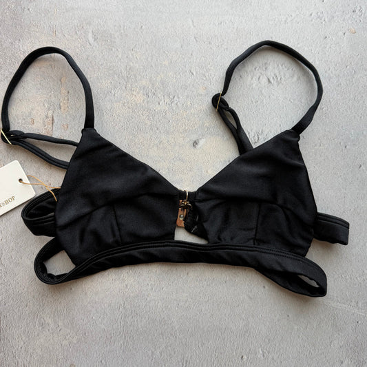 Glossy Black Vera Bikini Top