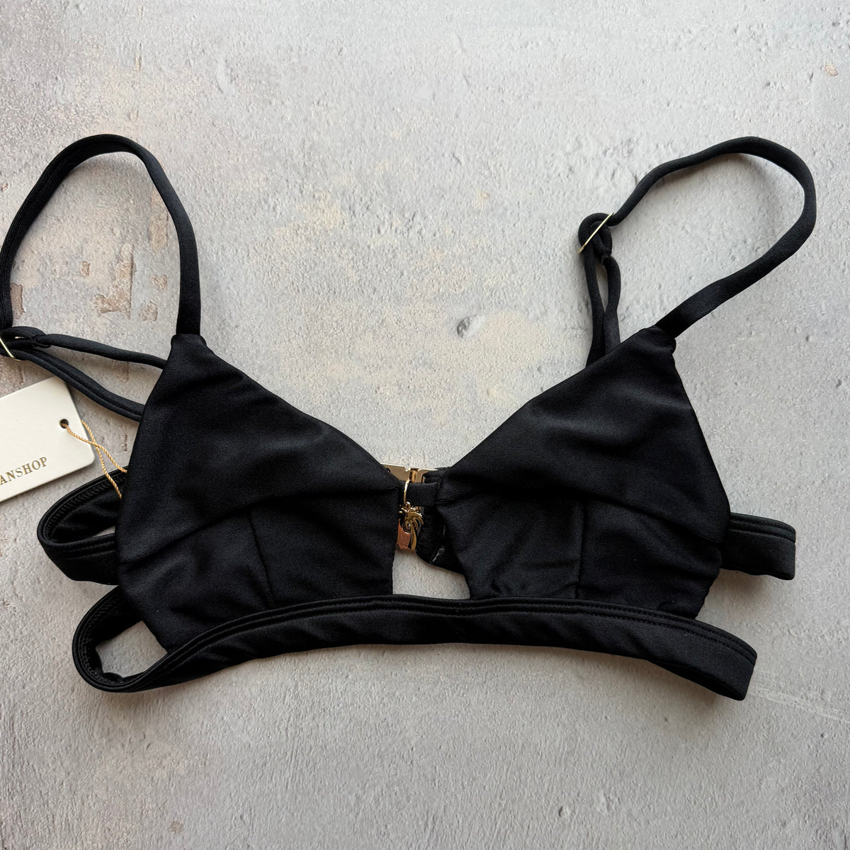 Glossy Black Vera Bikini Top