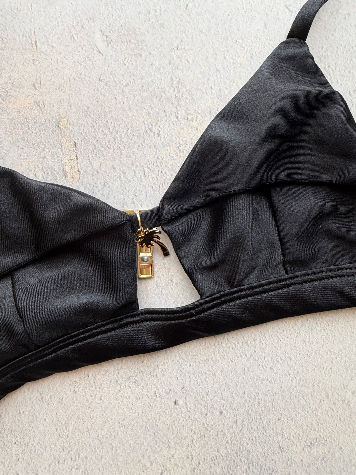 Glossy Black Vera Bikini Top