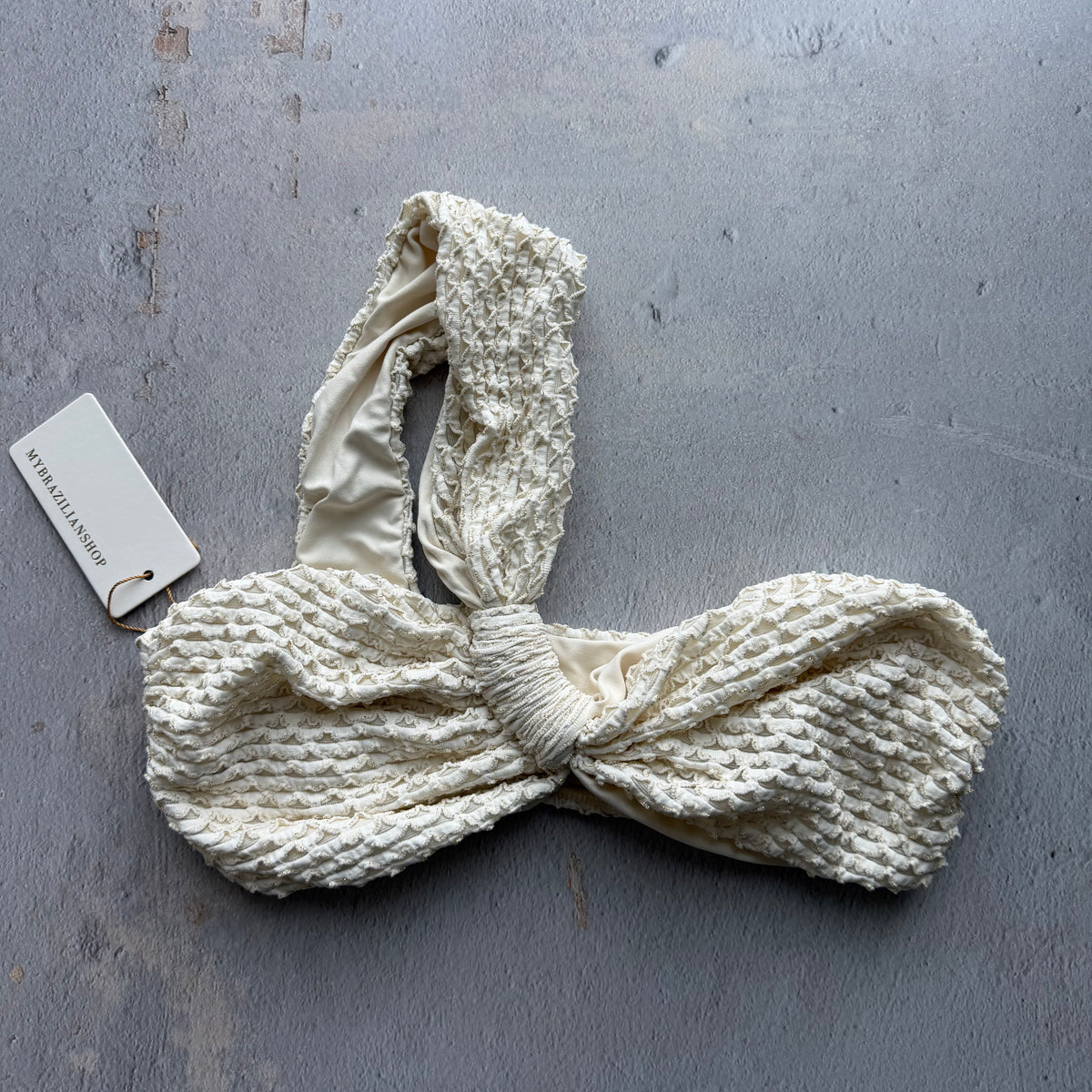 Sparkling Snow Mermaid Weave Textured Greek Bikini Top