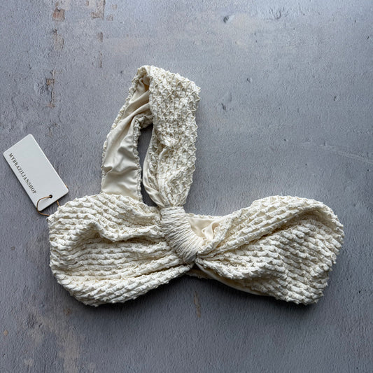 Sparkling Snow Mermaid Weave Textured Greek Bikini Top
