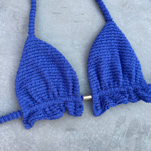 Indigo Blue Textured Triangle Frill Bikini Top