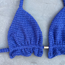 Load image into Gallery viewer, Indigo Blue Textured Triangle Frill Bikini Top
