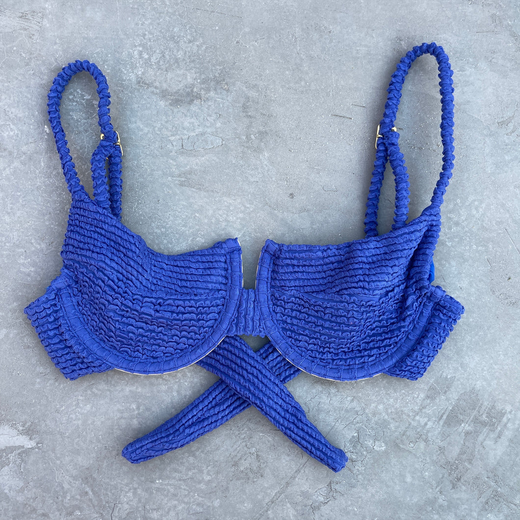 Indigo Blue Textured Panneled Bikini Top