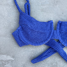 Load image into Gallery viewer, Indigo Blue Textured Panneled Bikini Top
