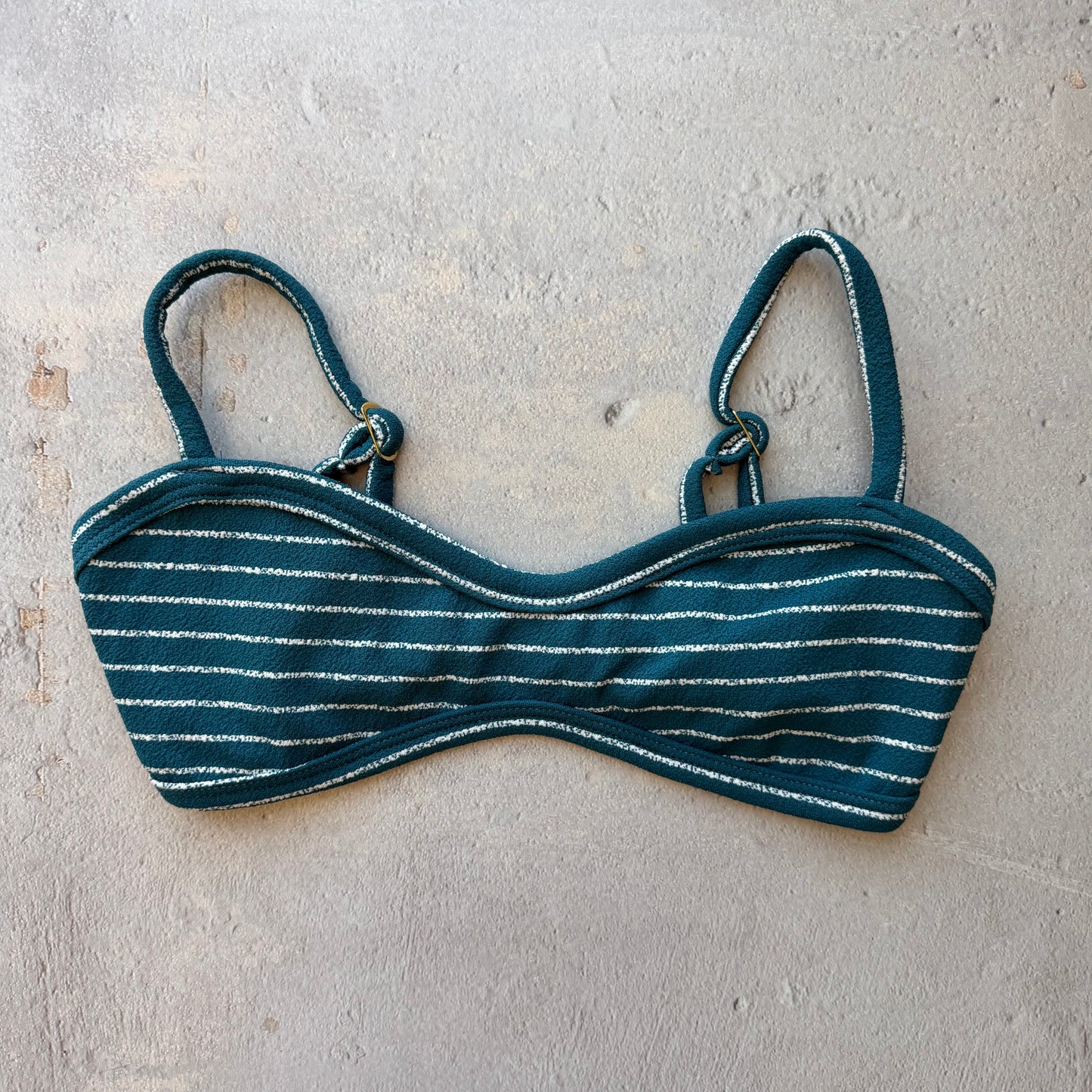 Oil Blue & White Seashore Striped Textured Tati Bikini Top