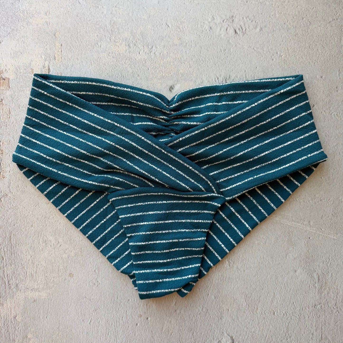 Oil Blue & White Seashore Striped Textured Melissa Bikini Bottom
