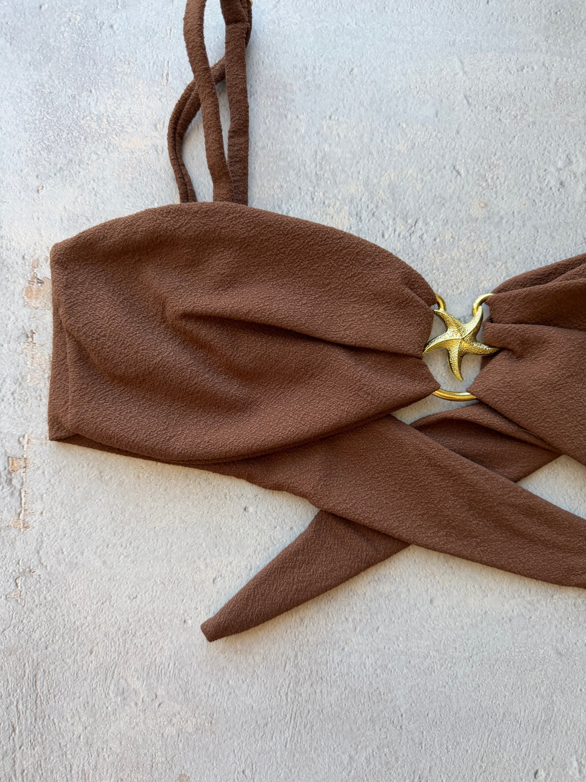 Cacau Brown Seashore Textured Elena Bikini Top