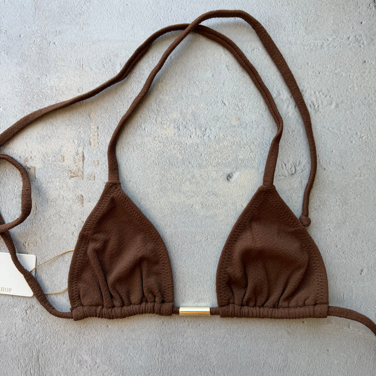 Cacau Brown Seashore Textured Triangle Bikini Top