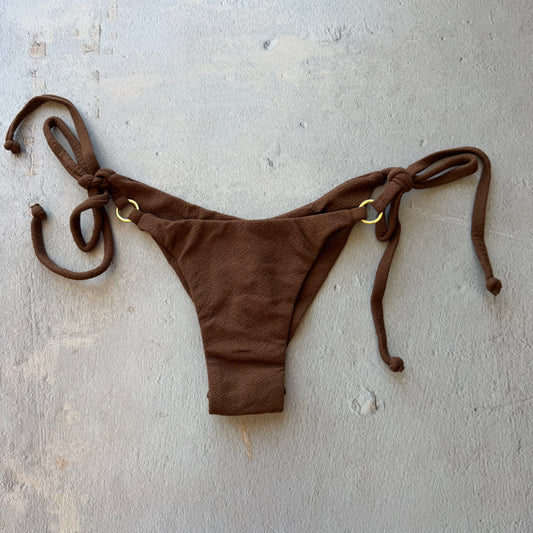 Cacau Brown Seashore Textured Minimalist Katie Side Tie Bikini Bottom