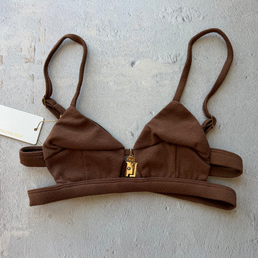 Cacau Brown Seashore Textured Vera Bikini Top