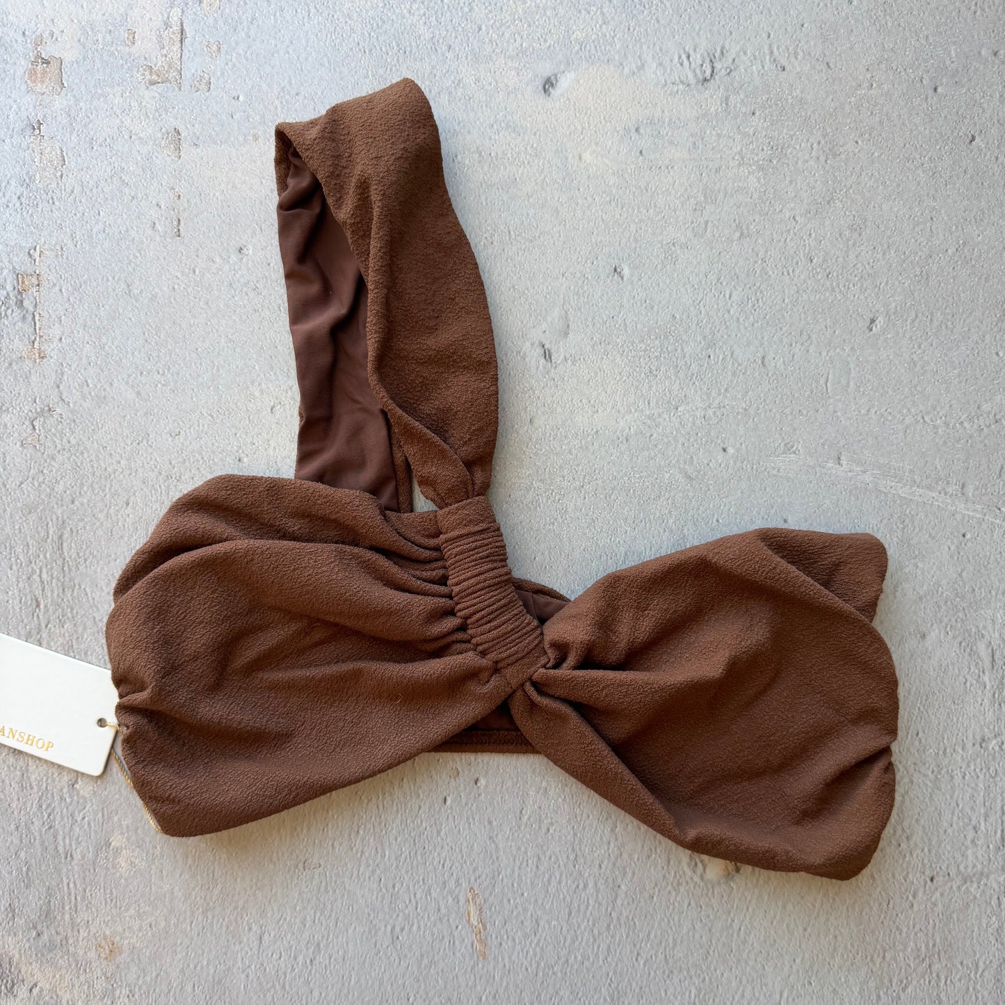 Cacau Brown Seashore Textured Greek Bikini Top