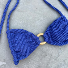 Load image into Gallery viewer, Indigo Blue Textured Kayla Bikini Top
