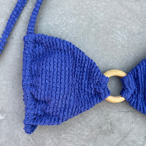 Indigo Blue Textured Kayla Bikini Top