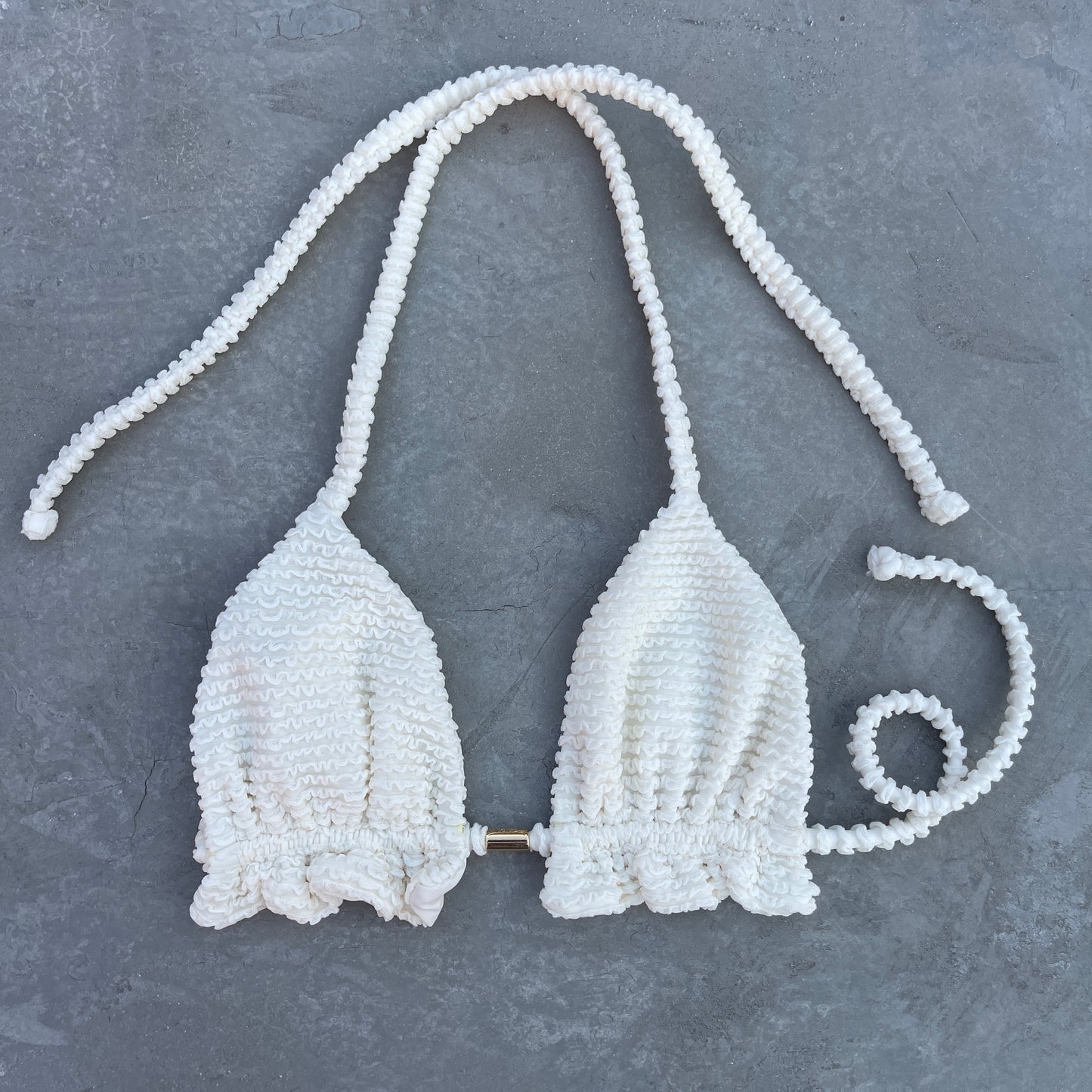 Pearl Triangle Frill Bikini Top