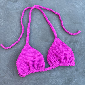 Wild Pink Textured Traditional Triangle Bikini Top