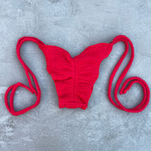 Load image into Gallery viewer, Mexican Chili Red Textured Ripple Side Tie Bikini Bottom
