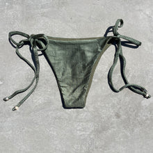 Load image into Gallery viewer, Army Green Ribbed Side Tie Bikini Bottom
