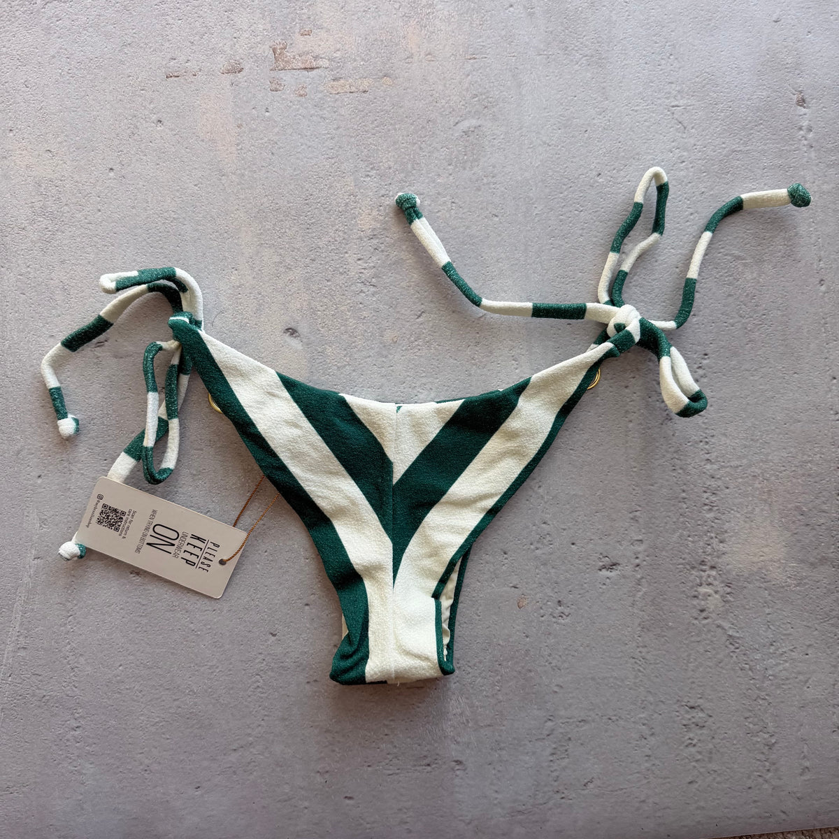 Jungle Green Seashore Textured Katie Side Tie Bikini Bottom