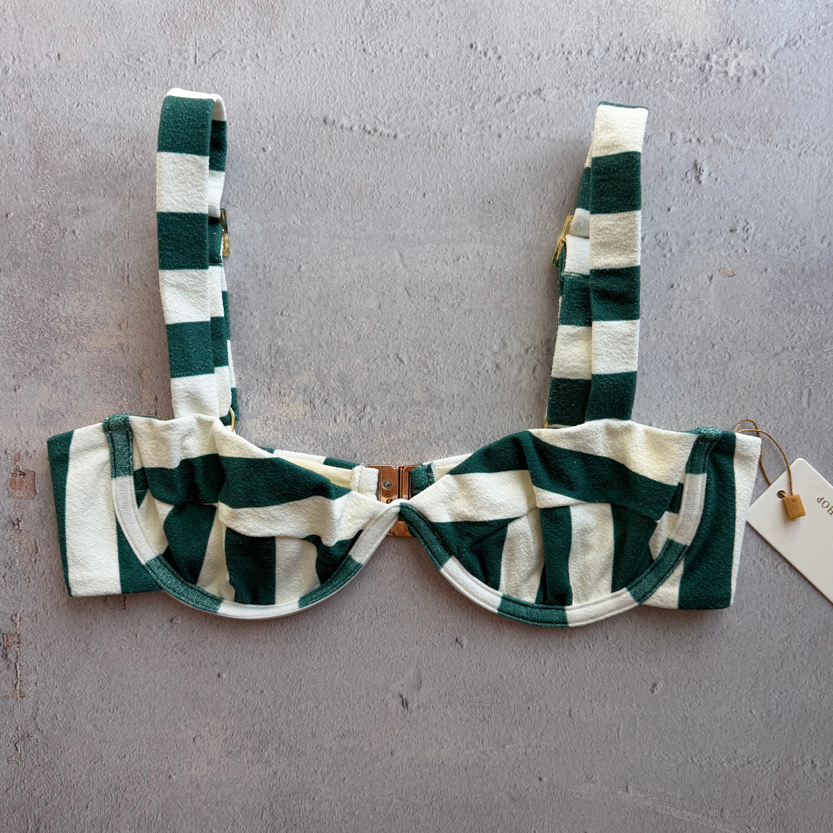 Jungle Green Seashore Textured Maya Bikini Top