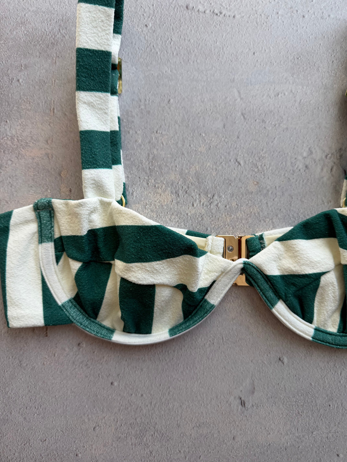 Jungle Green Seashore Textured Maya Bikini Top